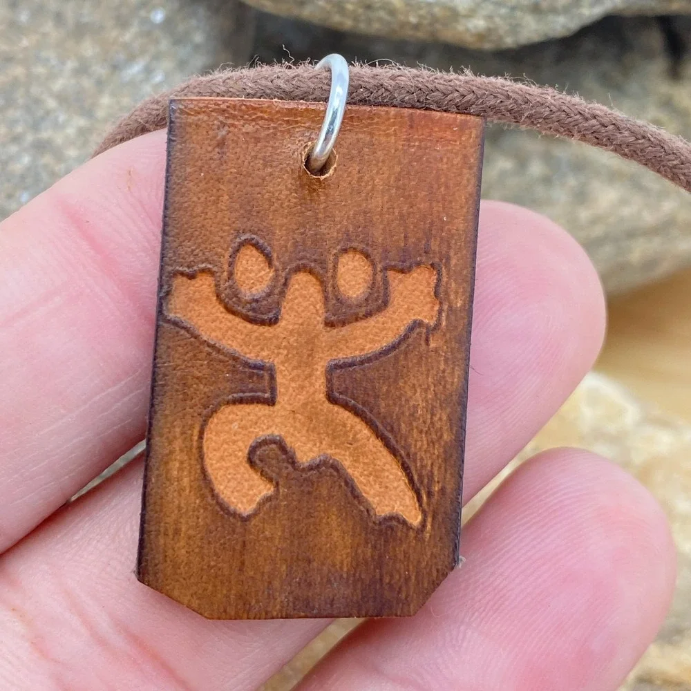 Handmade Caveman Pendant Genuine Leather Surfer Choker Necklace Brown Adjustable